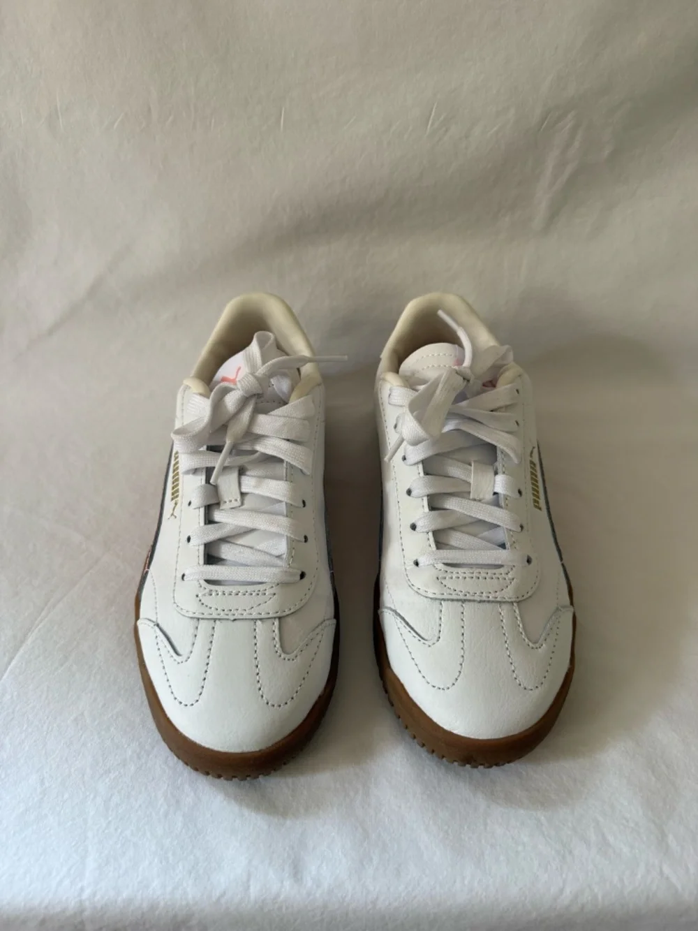 Puma White & Pink Gum Sole Low Top Sneakers